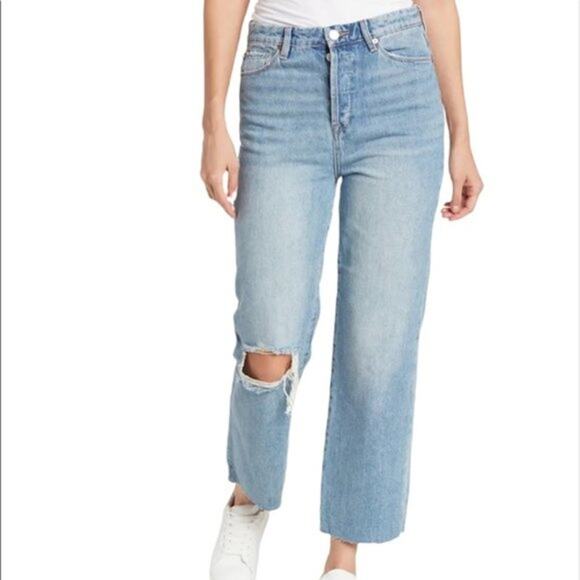Blank NYC The Baxter Ripped High Waisted Ribcage Straight Leg Jeans Sz. 26 NEW - Picture 1 of 12